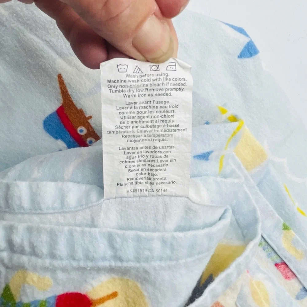 JLA Home Pirate Adventure THICK Flannel Fitted Flat Sheets Twin Blue Ship